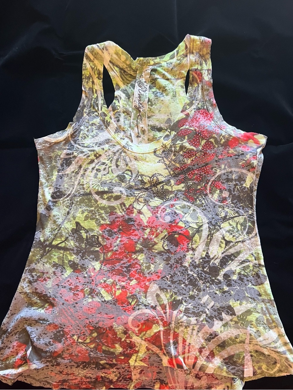 Floral Print Racerback Tank Top - Multicolor